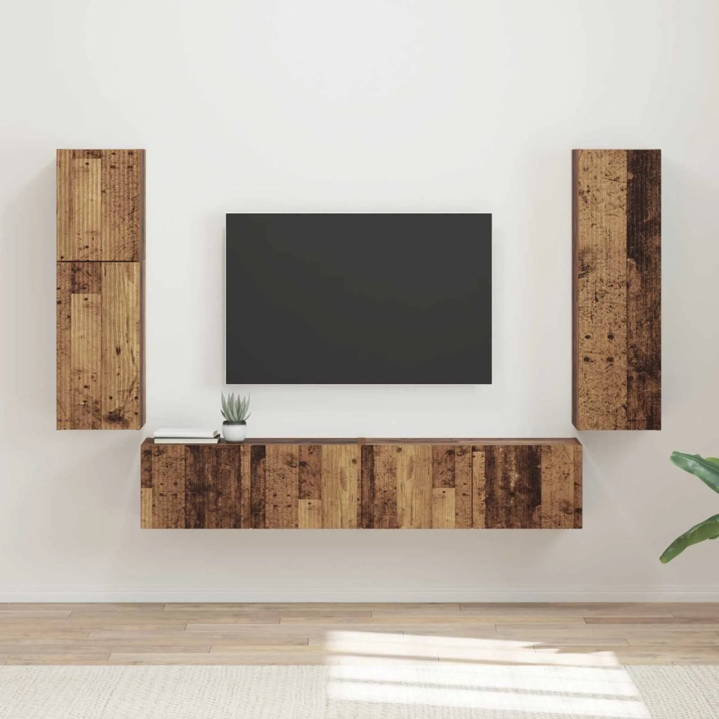 Set mobile TV 4 pcs Legno vecchio Legno multistrato