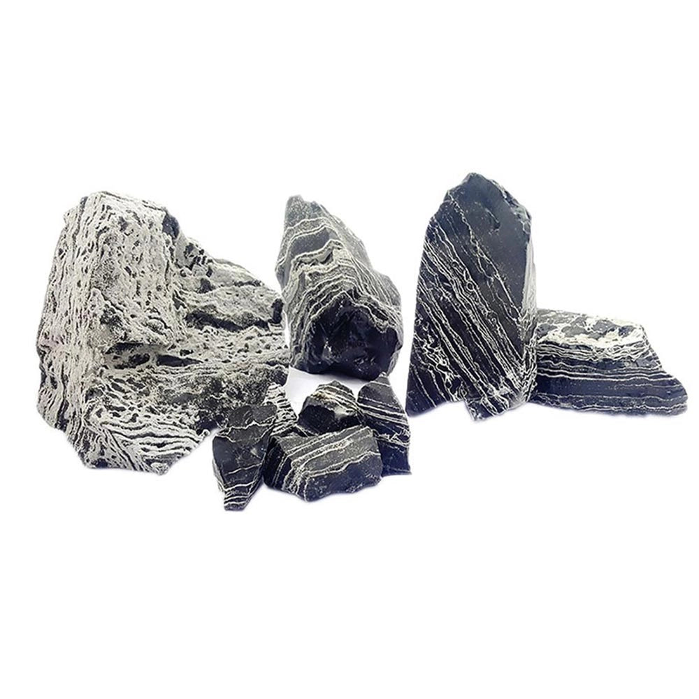 Whimar Aquascaping Box Black and White Multilayer Rock - Set di rocce calcaree accuratamente selezionate per Aquascaping Per Acquari Da: 120 L