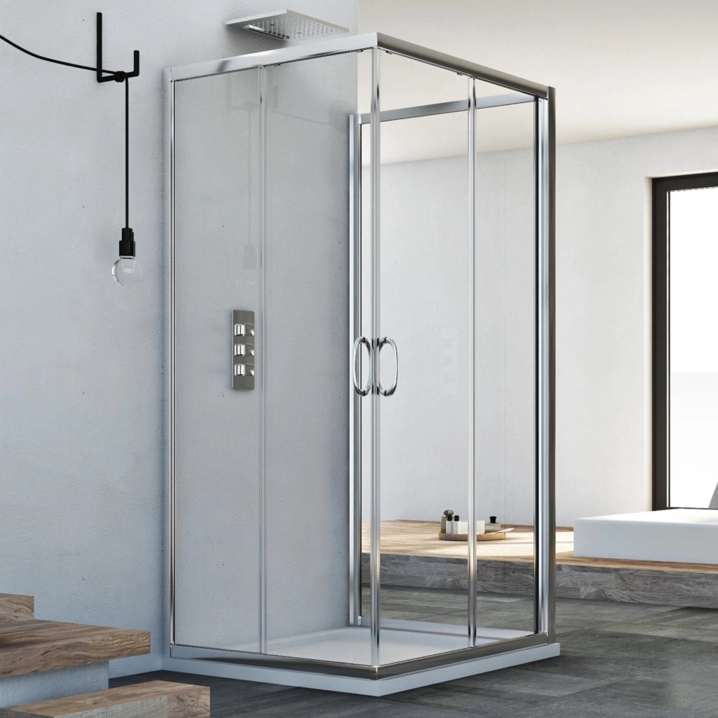 Box Doccia 3 lati 80x100x80 CM H185 trasparente mod. Junior Trio