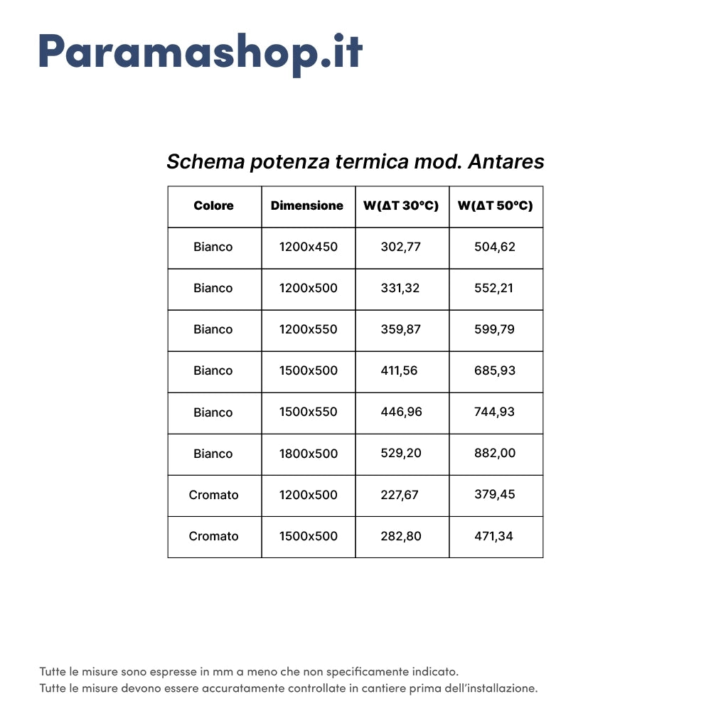 Termoarredo scaldasalviette 1200x450 bianco interasse 400 | Antares