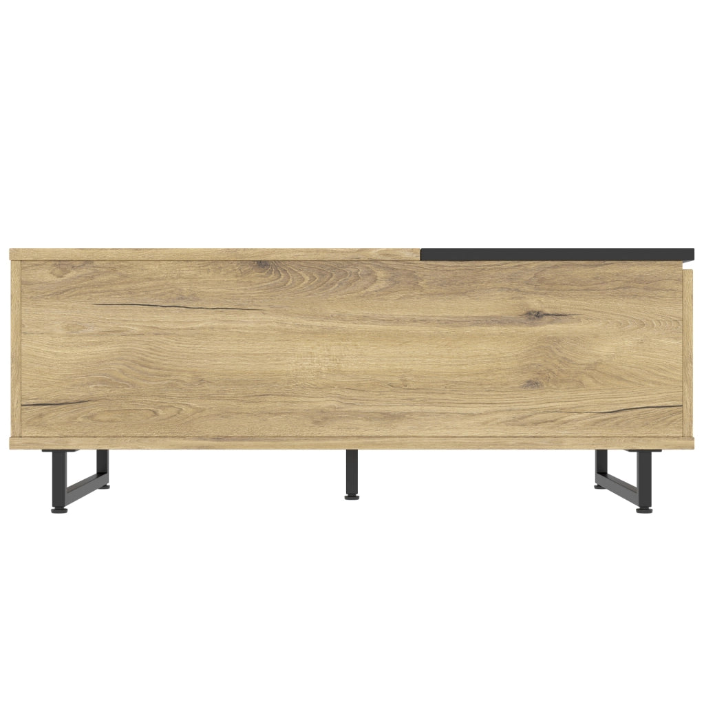 Tavolino da caff¨¨ 103,5x50 cm con piano sollevabile, LED blu e vani
