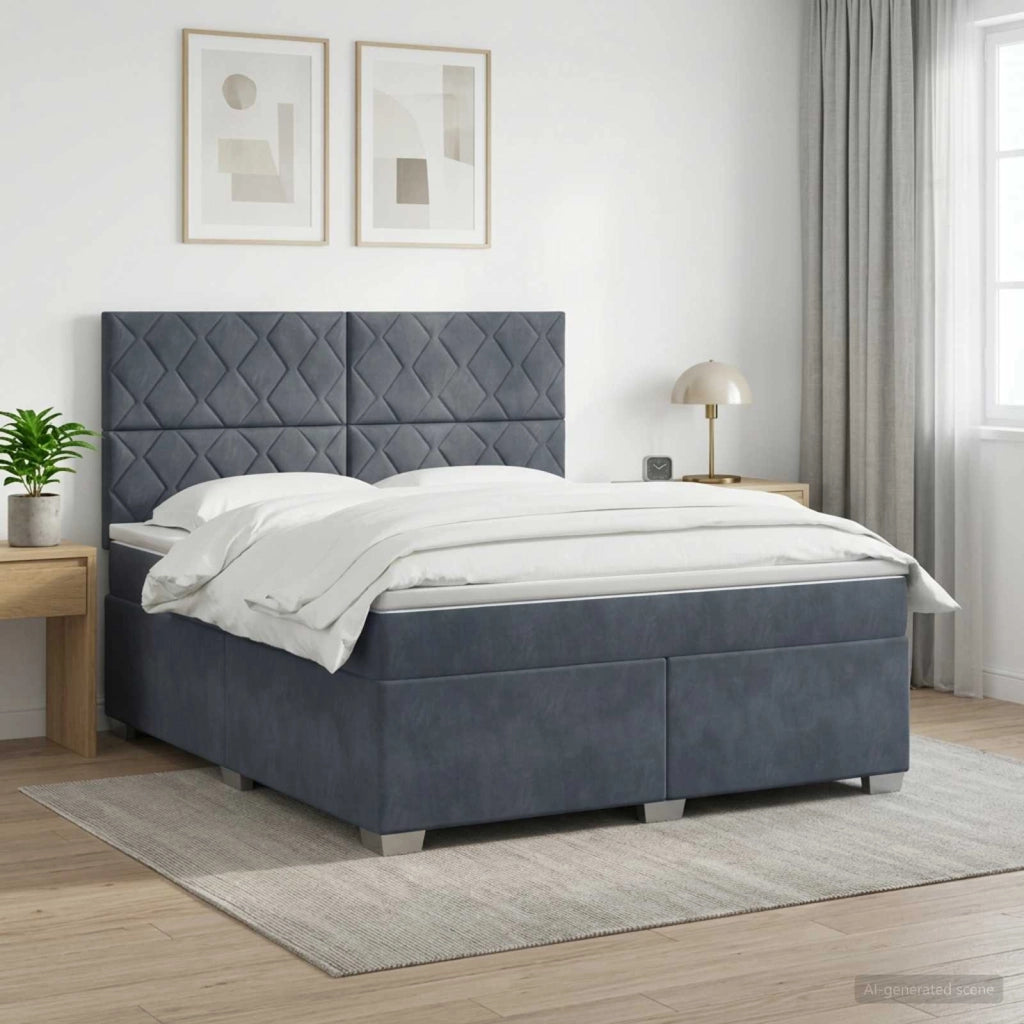 Letto box spring con materasso Grigio Scuro 140 x 190 cm 3453645