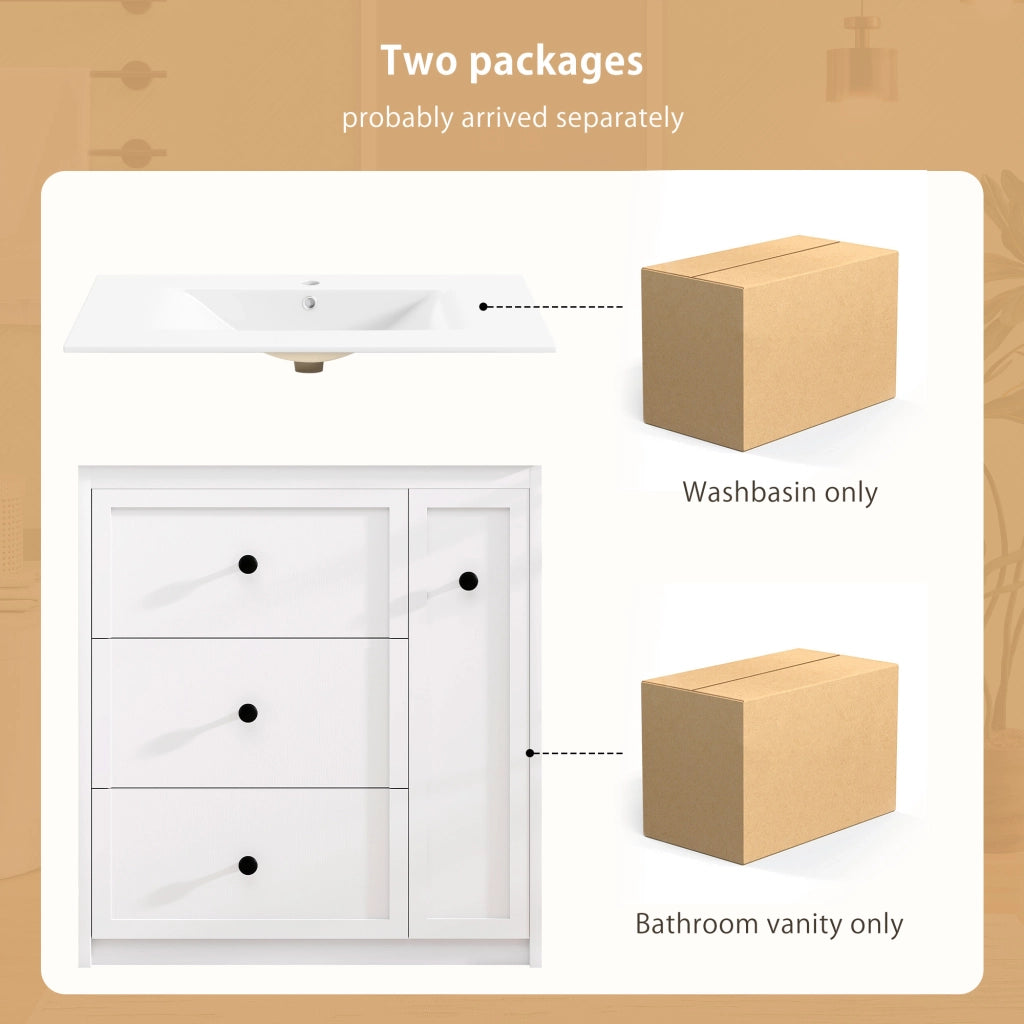 Mobile Sottolavabo con Lavabo Integrato ¨C Minimal ¨C Bianco 76,2x46,2x82 cm