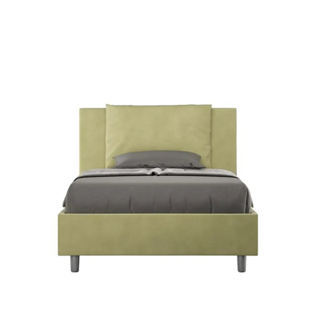 Letto una piazza e mezza contenitore imbottito 120x190 microfibra tè verde Antea