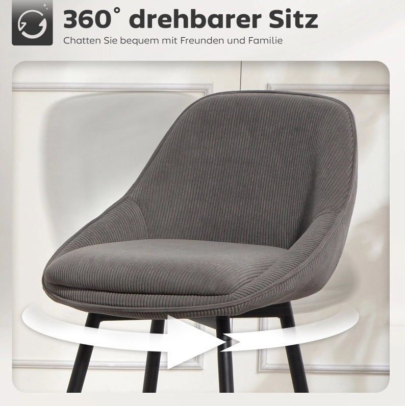 SGABELLI BAR Set da 2 pezzi girevoli H 65 cm grigio in poliestere