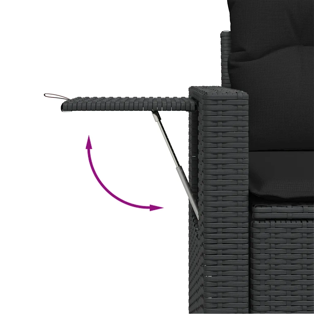 Set Divani da Giardino con Cuscini 7pz Nero Polyrattan 3220464