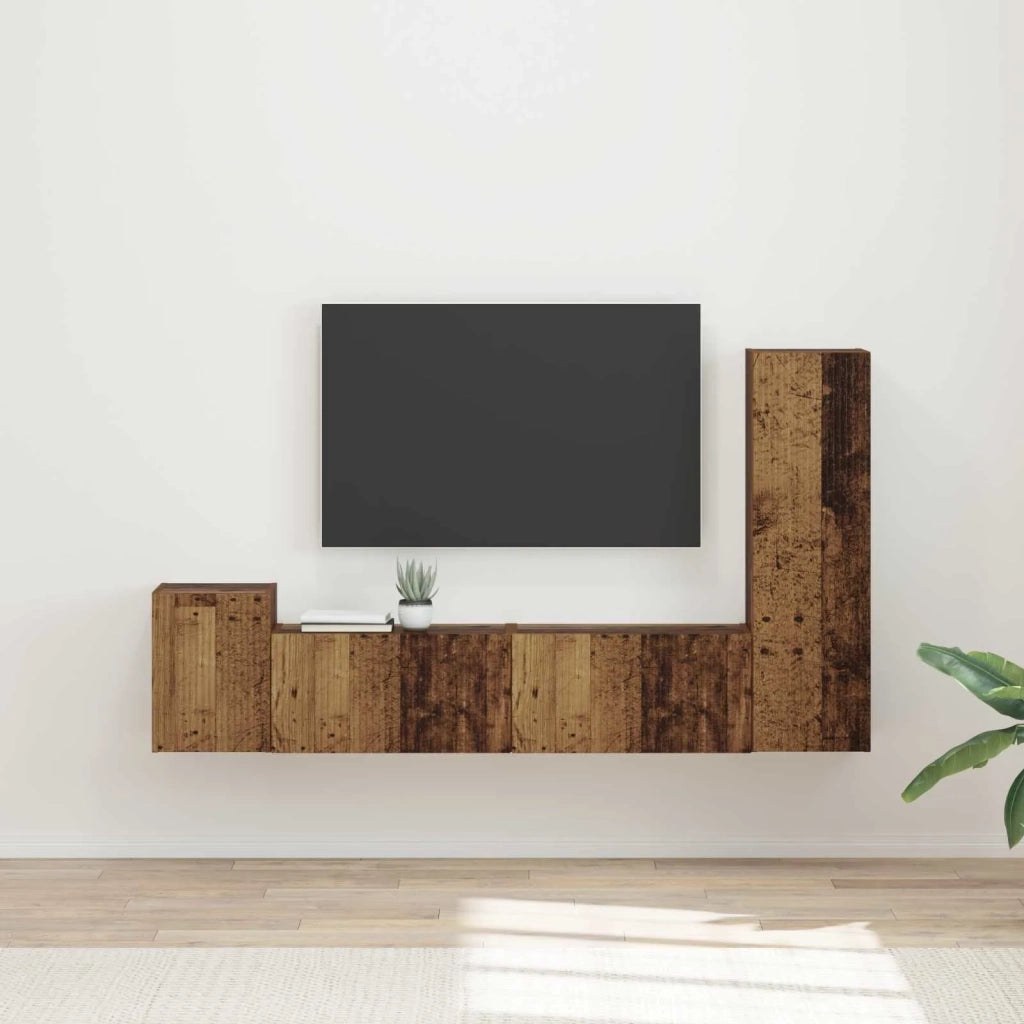 Set mobile TV 4 pcs Legno vecchio Legno multistrato