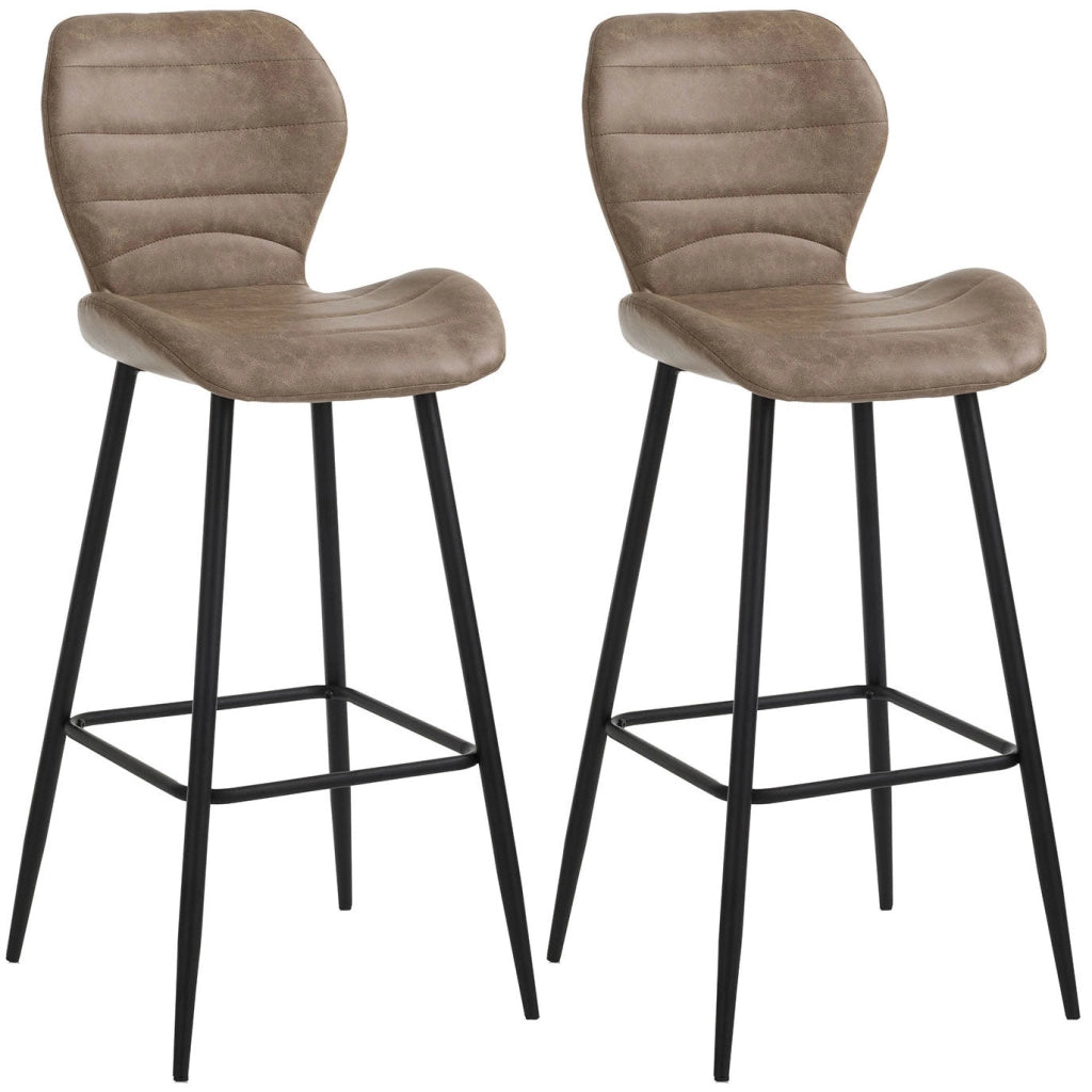 Set 2 Sgabelli 44,5x46x107,5 cm in Similpelle Beige