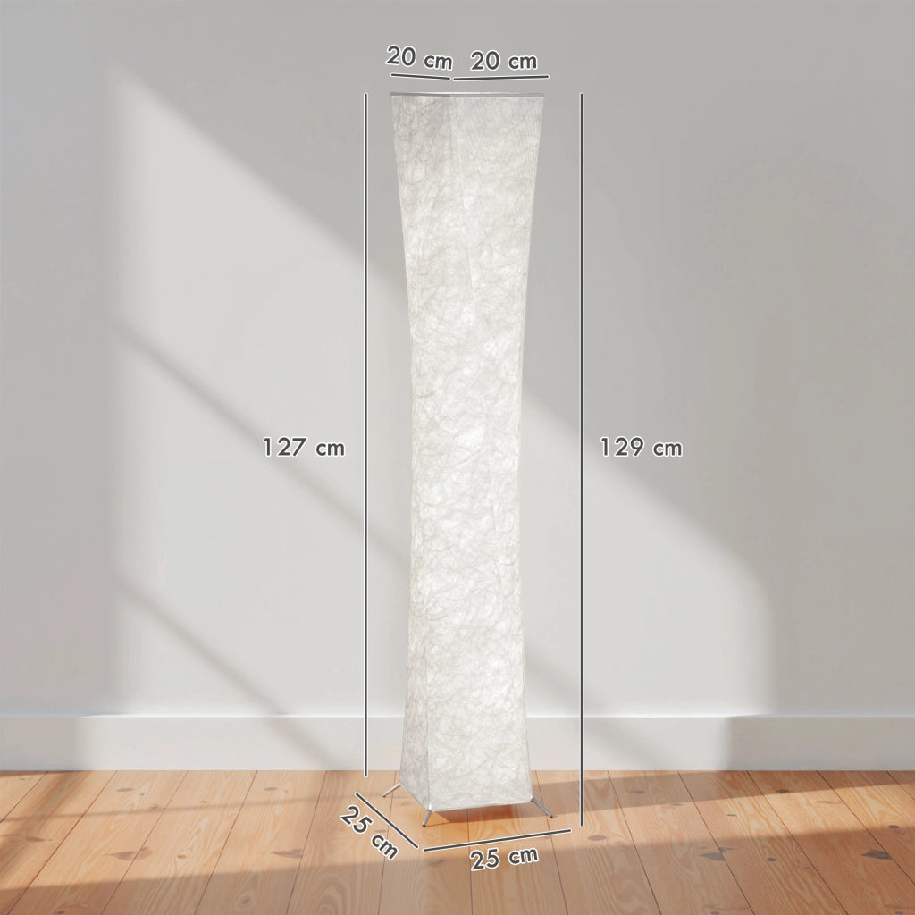 Lampada da Terra Moderna ¨C zephmum ¨C Acciaio e Tessuto, Bianco e Argento, 25x25x129 cm