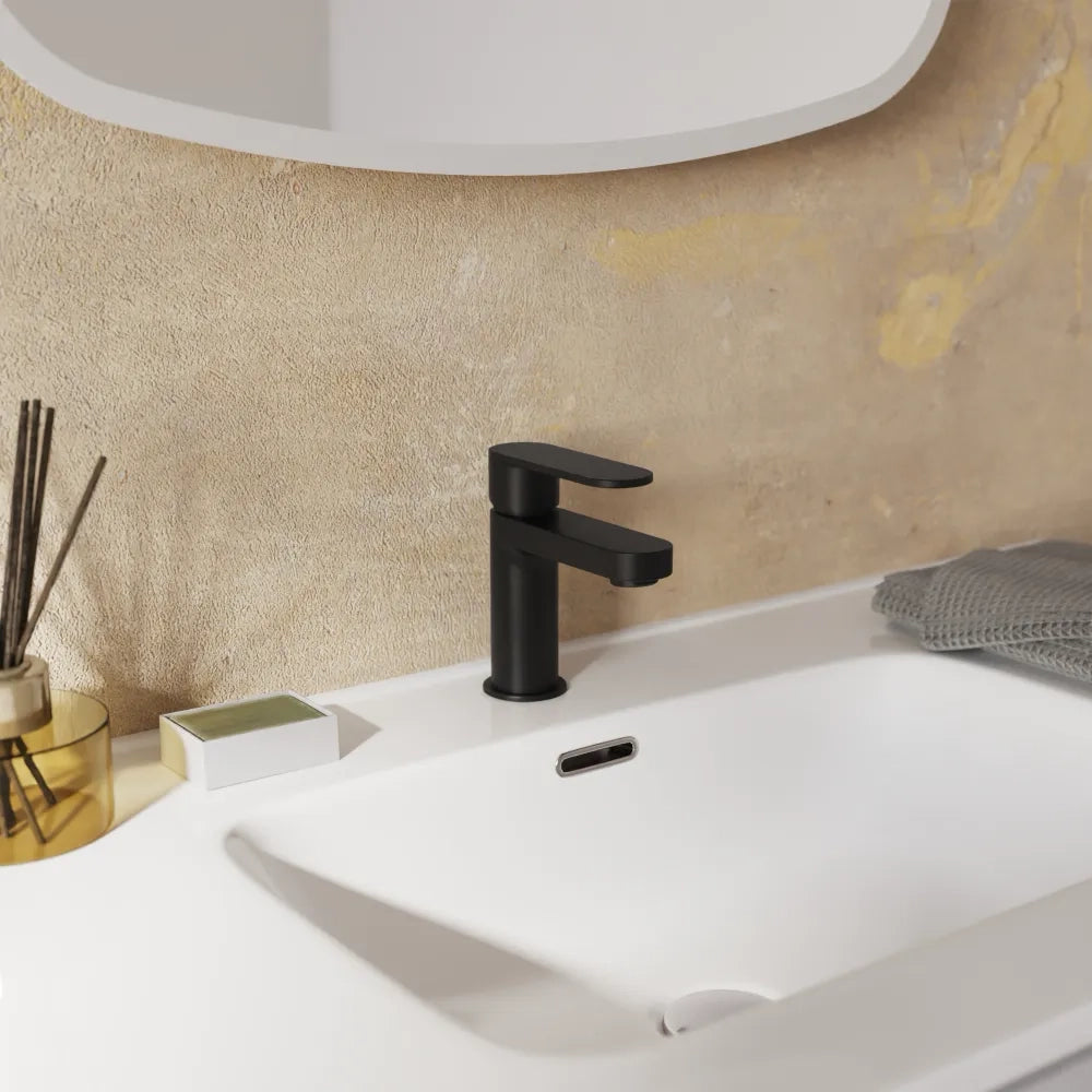 Set miscelatori lavabo 13cm bidet miscelatore esterno vasca nero opaco | Margot