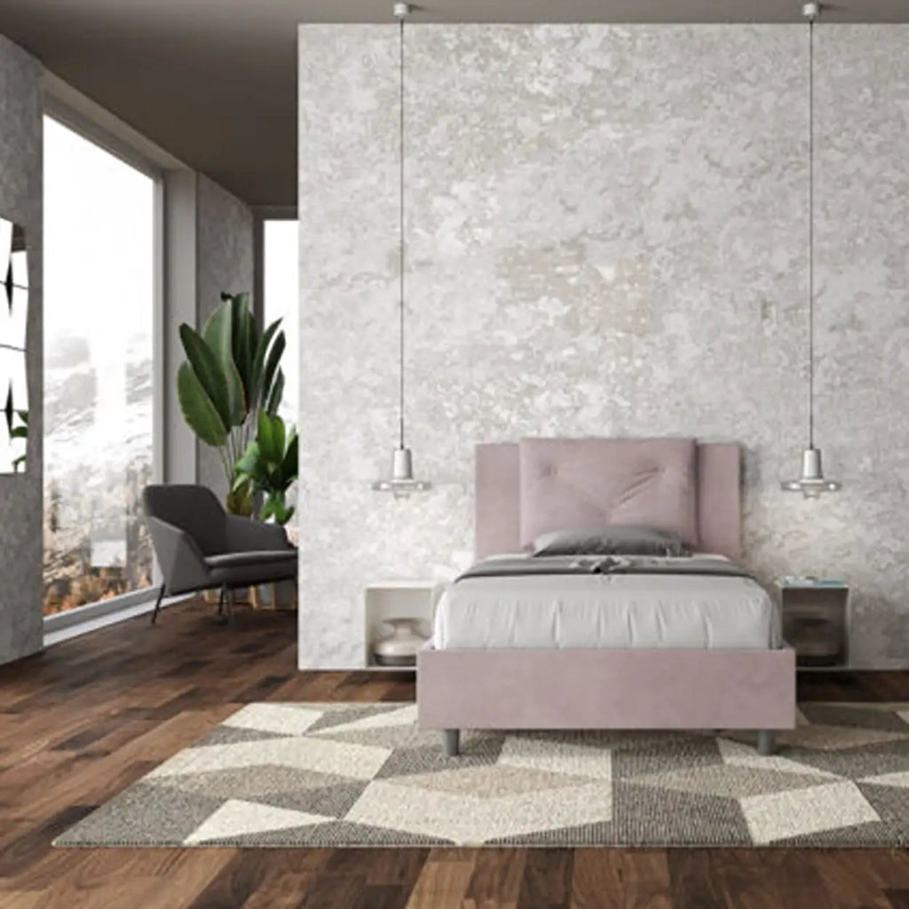 Letto una piazza e mezza senza rete imbottito 120x200 microfibra glicine Appia