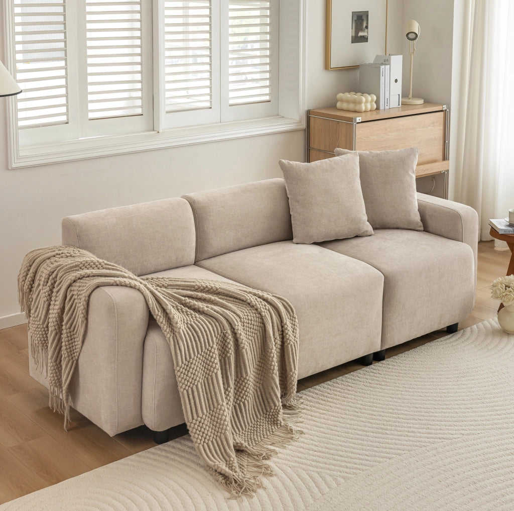 SOFA 3-4 posti 211x67x71 cm Chenille Beige