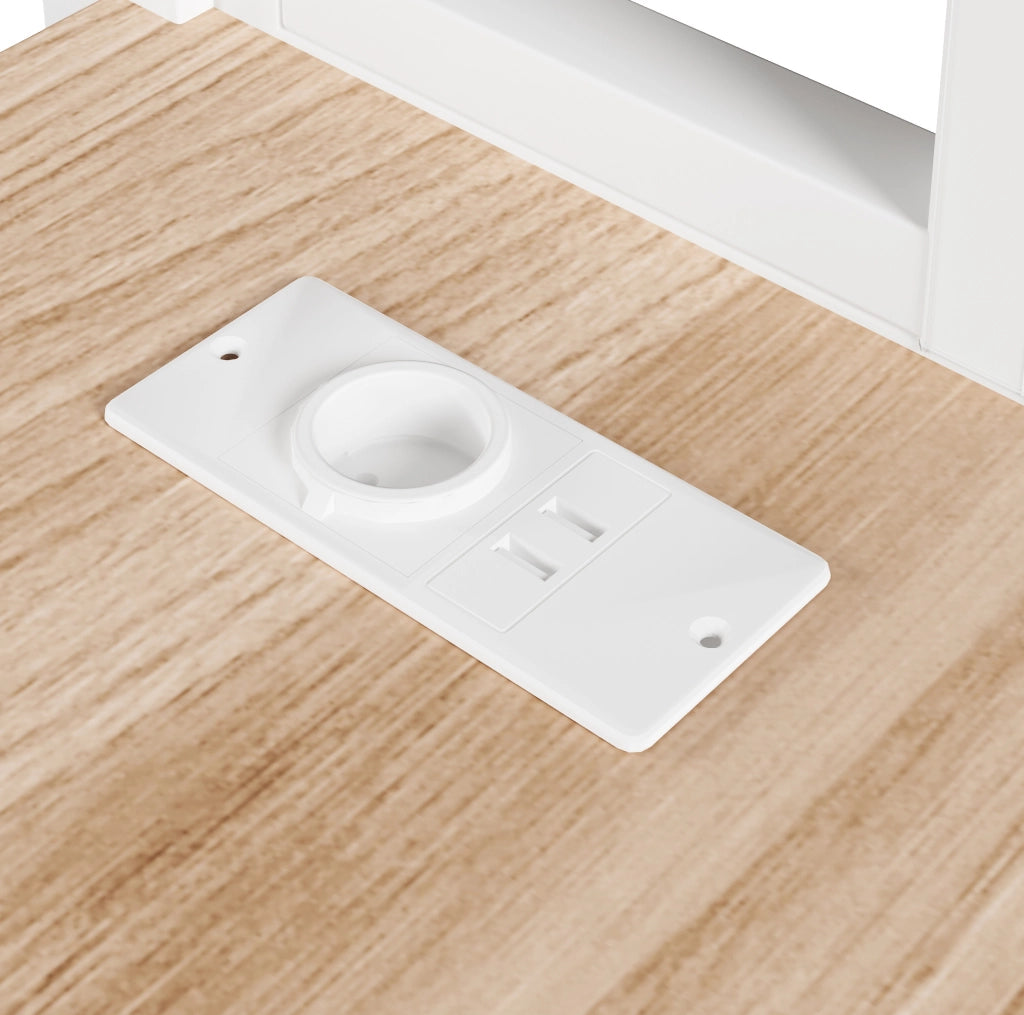 Letto a soppalco ULEVR 90x200 cm con scrivania, ripiani, LED, USB, scala e sponde di sicurezza, bianco