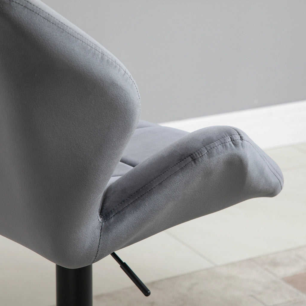 Sgabello da Bar Imbottito 2 Pezzi ¨C Minimal ¨C Grigio Tessuto Velluto Metallico