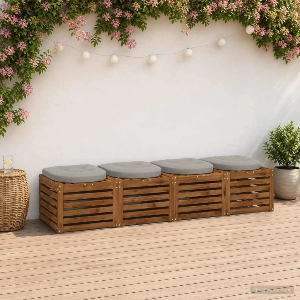 Cuscini per Sedia in 4 Pezzi 4 pz 100% Poliestere Grigio 945300