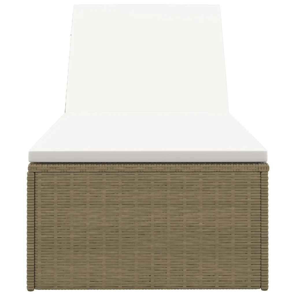 Lettino Prendisole in Polyrattan Marrone e Bianco Crema 310147
