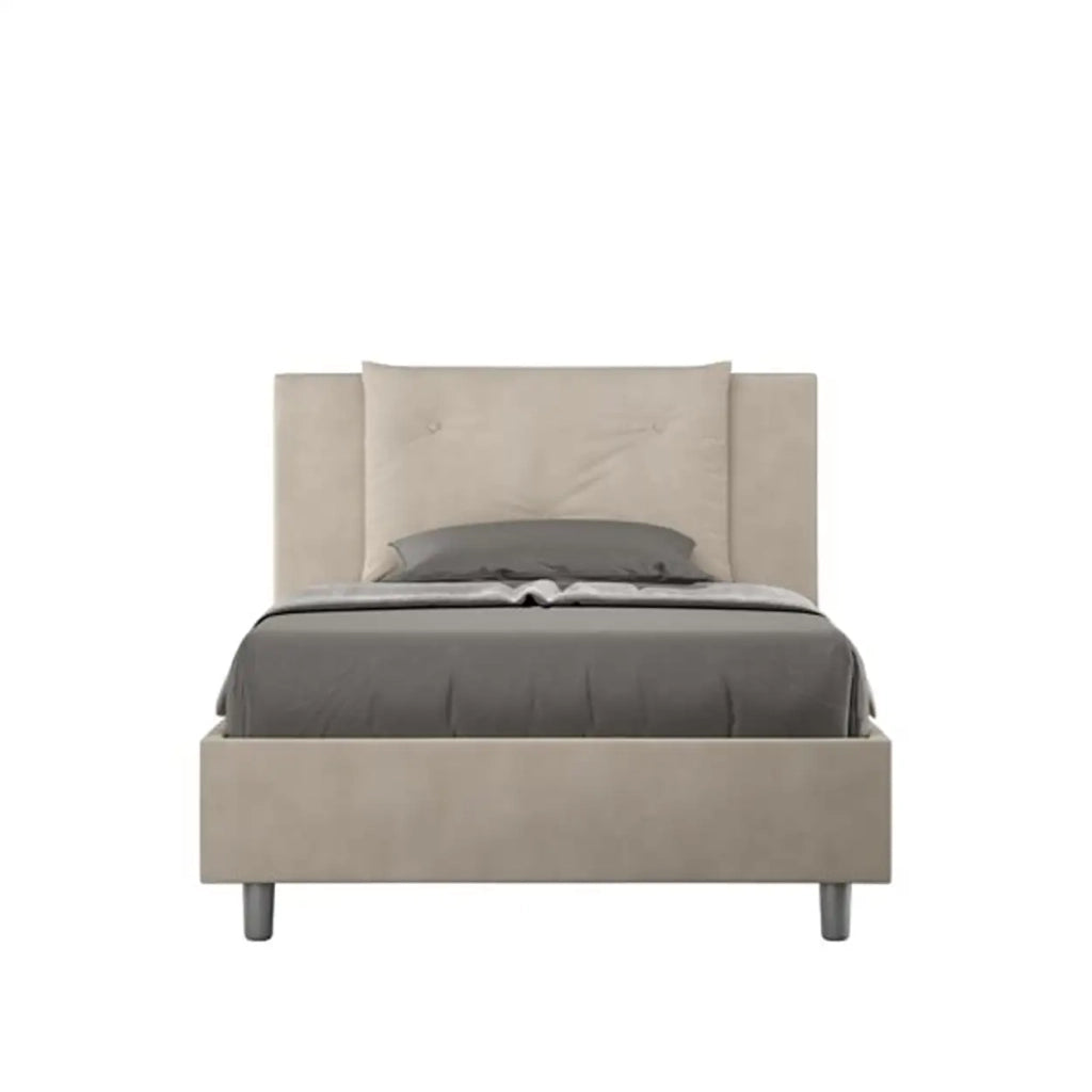 Letto una piazza e mezza senza rete imbottito 120x200 microfibra sabbia Appia
