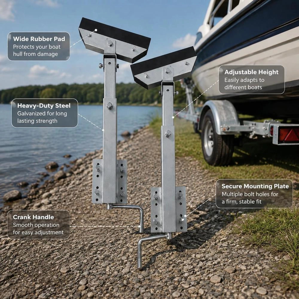Boat Trailer Supports, Solid Rubber, Set Of 2, 63 - 88 Cm