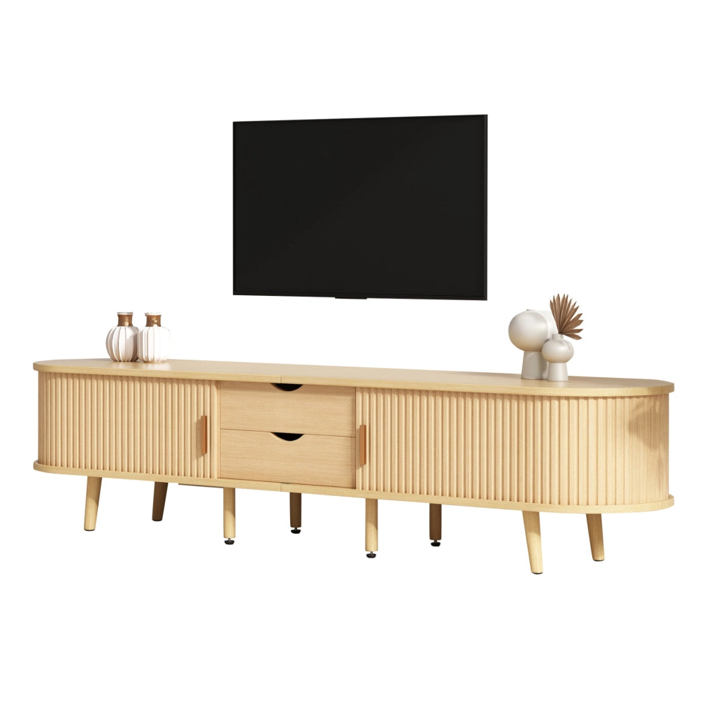 Set mobile TV e tavolino 170 cm e 100 cm in MDF color noce chiaro