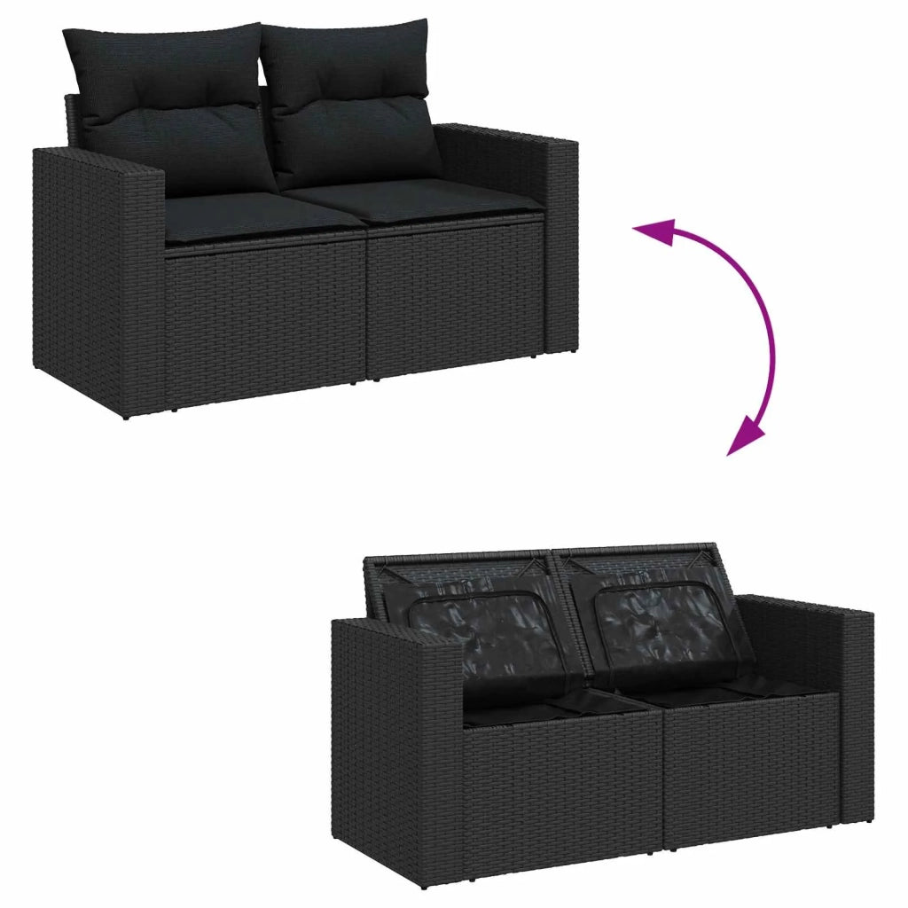Set Divano da Giardino con cuscino 17 pcs Nero polyrattan 3363624