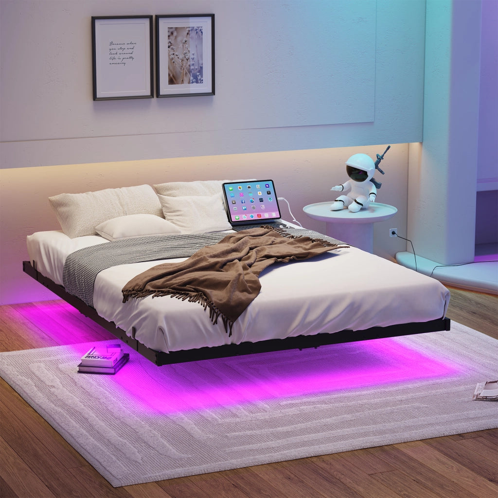 letto a sospensione metallo nero 140 x 200 cm