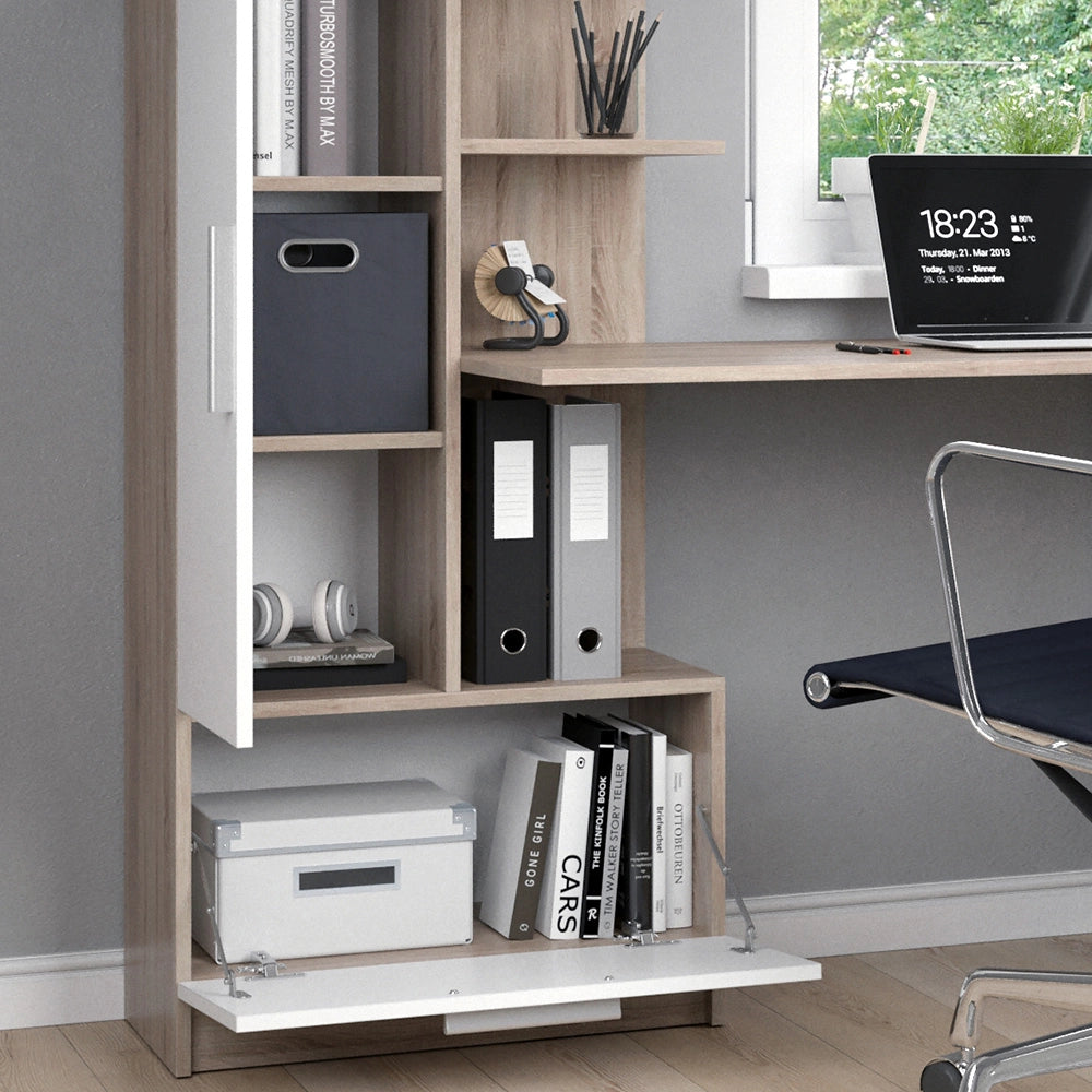 Vicco Scrivania con ripiani Sonoma/Bianco 150 x 59.3 cm