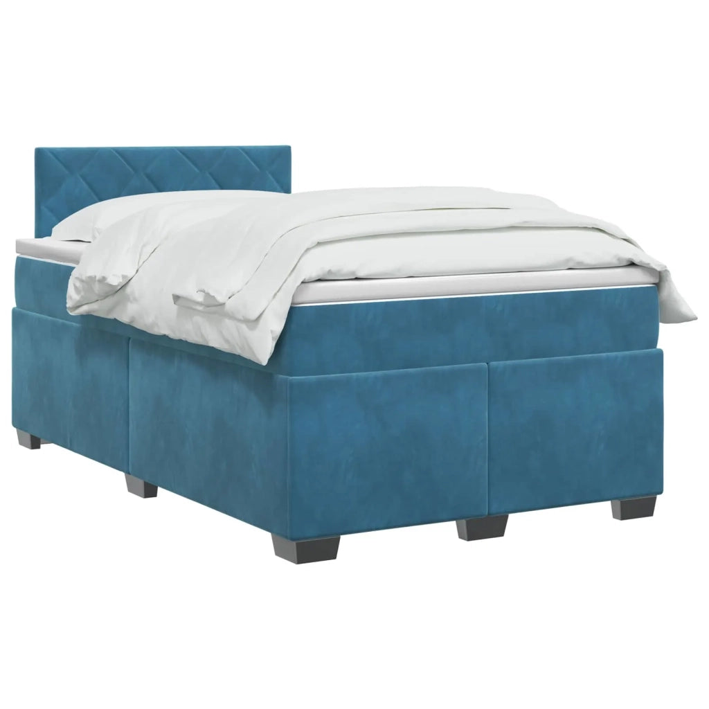 Letto con Box Spring, Materasso e LED Blu 120 x 200 cm Velluto 3452166