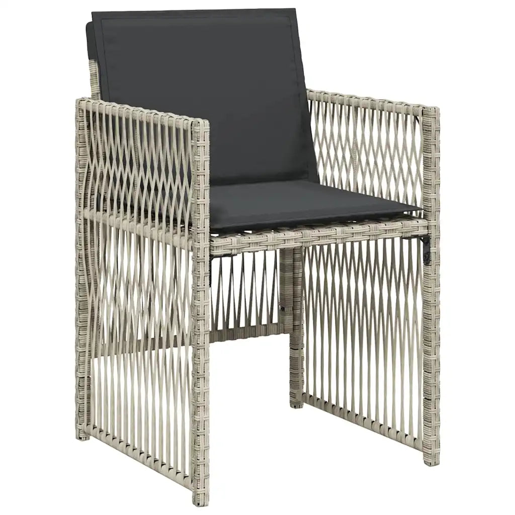 Set da Pranzo da Giardino 13pz con Cuscini Grigio in Polyrattan 3211043
