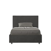 Letto una piazza e mezza senza rete imbottito 120x210 microfibra grigio Mika