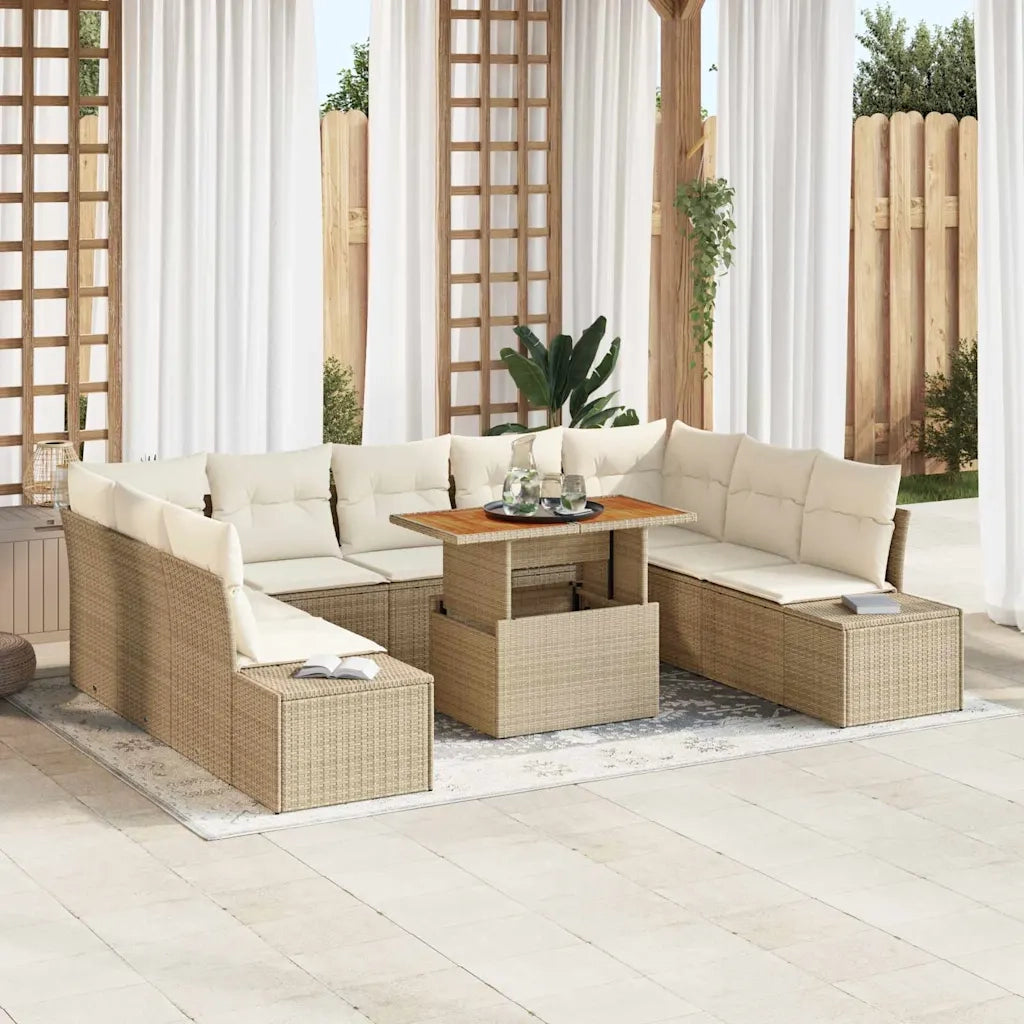 Set Divano da Giardino 10 pcs Beige Poly Rattan 3358745