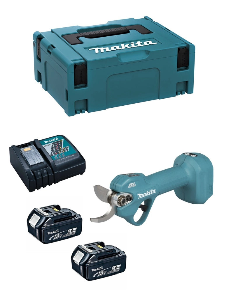Forbici da potatura MAKITA DUP181RTJ (2 x 5,0 Ah + DC18RC + MAKPAC 2)