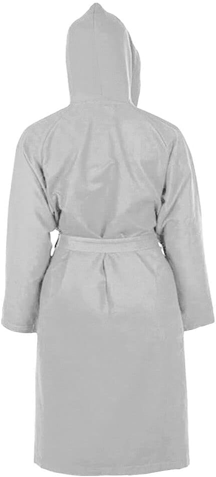 Accappatoio Microfibra Taglia M Moderno Morbido Uomo Donna Cintura Tasche Cappuccio Grigio