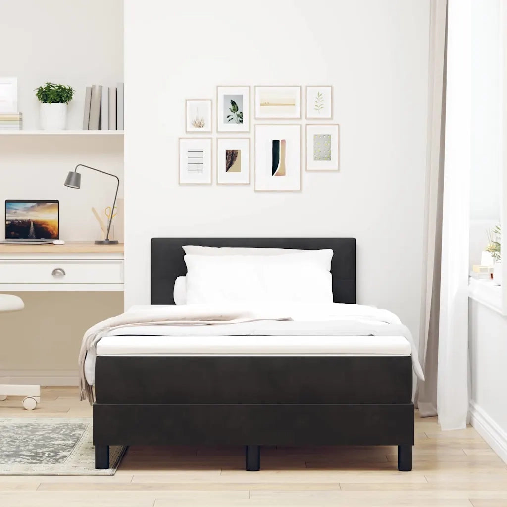 Letto a molle con materasso Nero 120 x 190 cm Velluto 3339094
