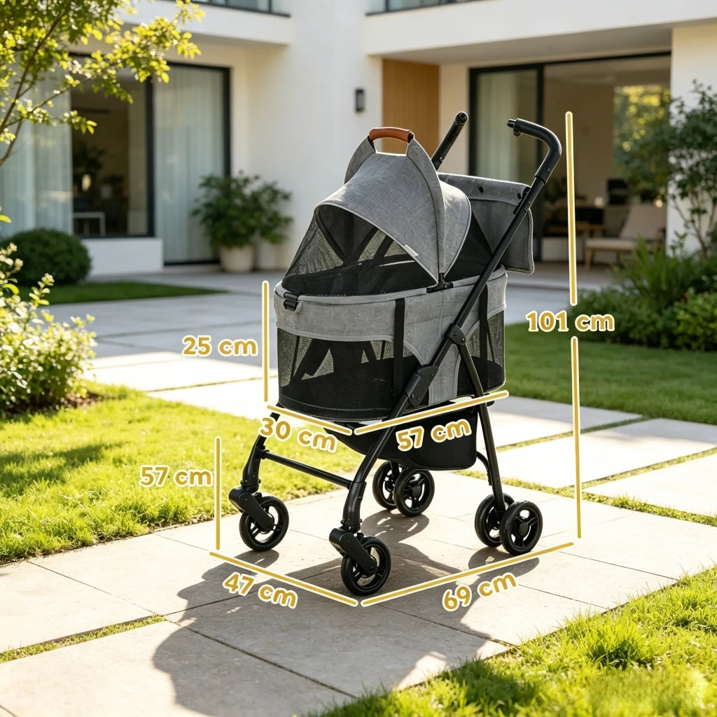 Carrello per cani 3 in 1 con pala pieghevole e rimovibile