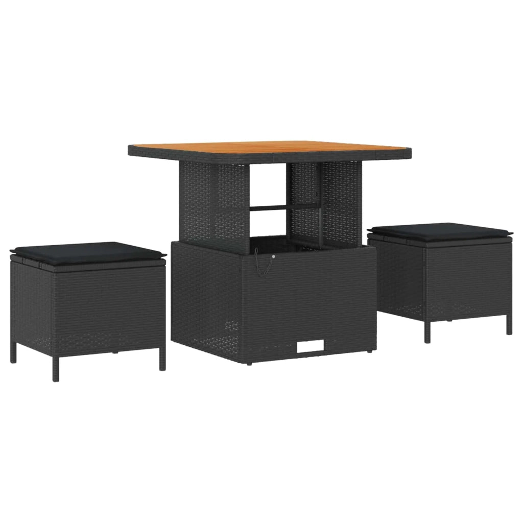 Set Divano da Giardino 9 pcs Nero Rattan in Polipropilene