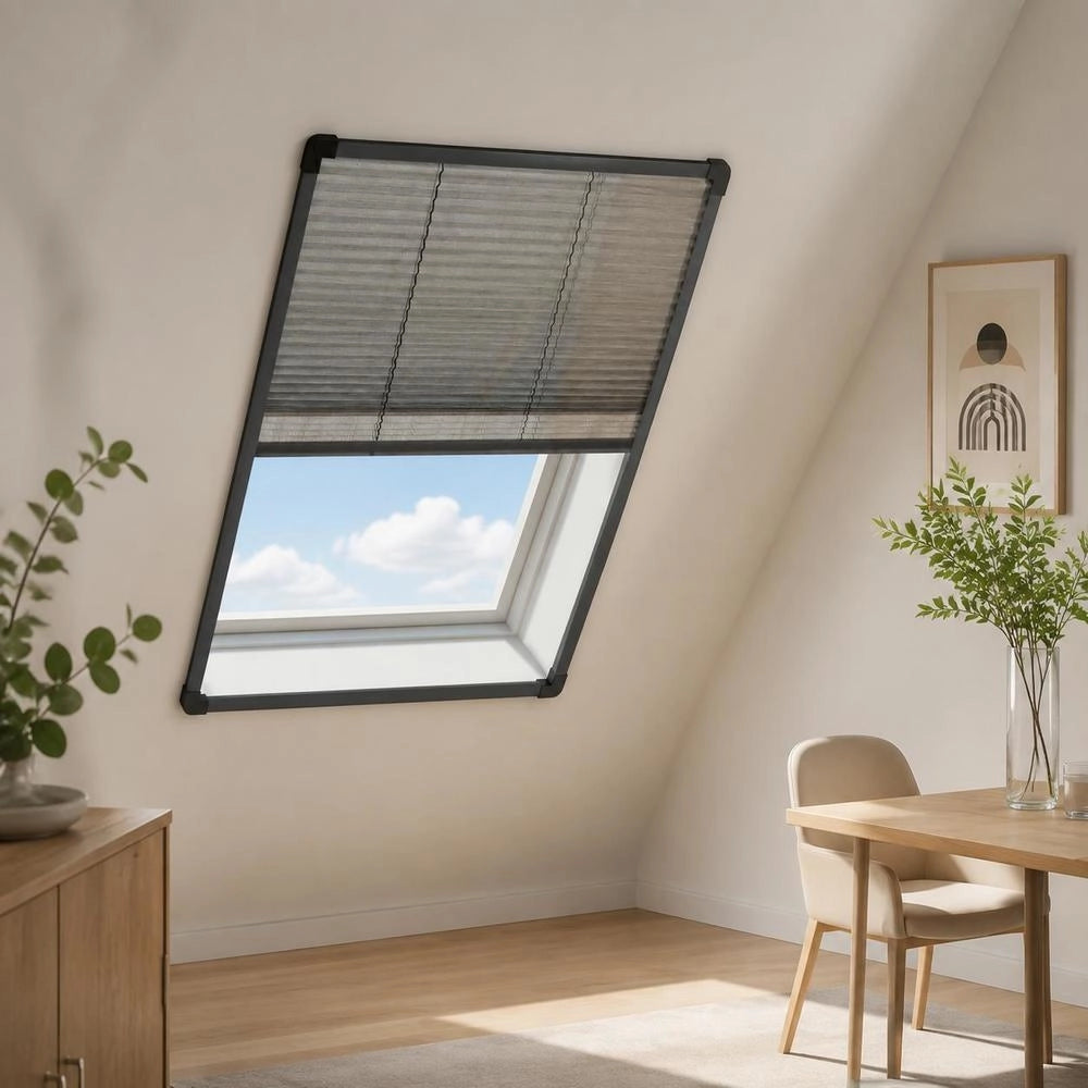 Insect Screen Pleated Blind For Windows, Aluminum, Anthracite, 80x100cm