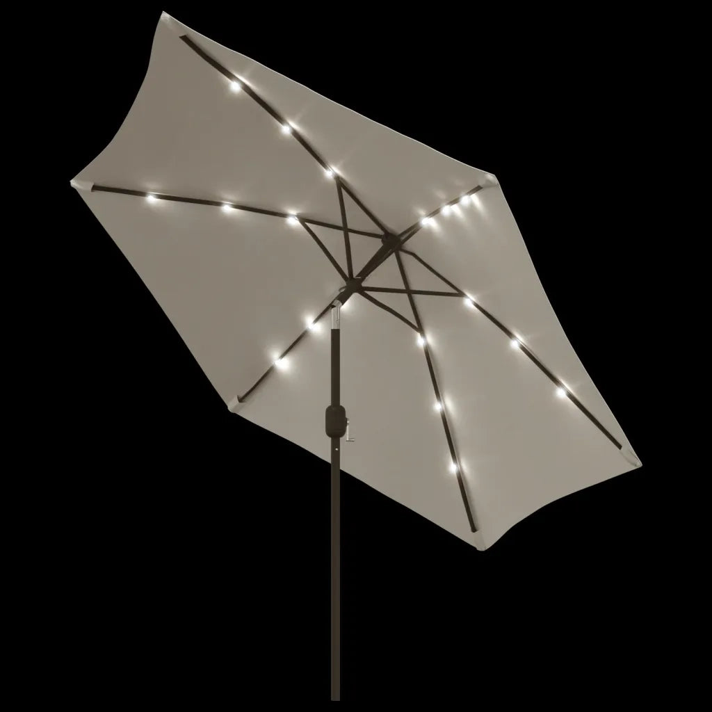 Ombrellone a Sbalzo da Giardino con LED 3m Bianco Sabbia 42204