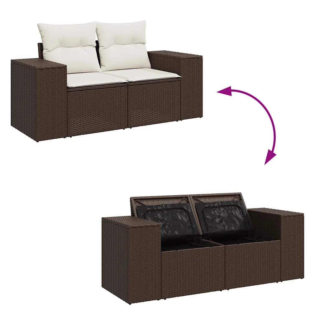 Set Divano da Giardino 6 pz con Cuscini Marrone in Polyrattan 3326734