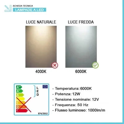 Specchio bagno 50x60 cm illuminazione perimetrale e installazione reversibile