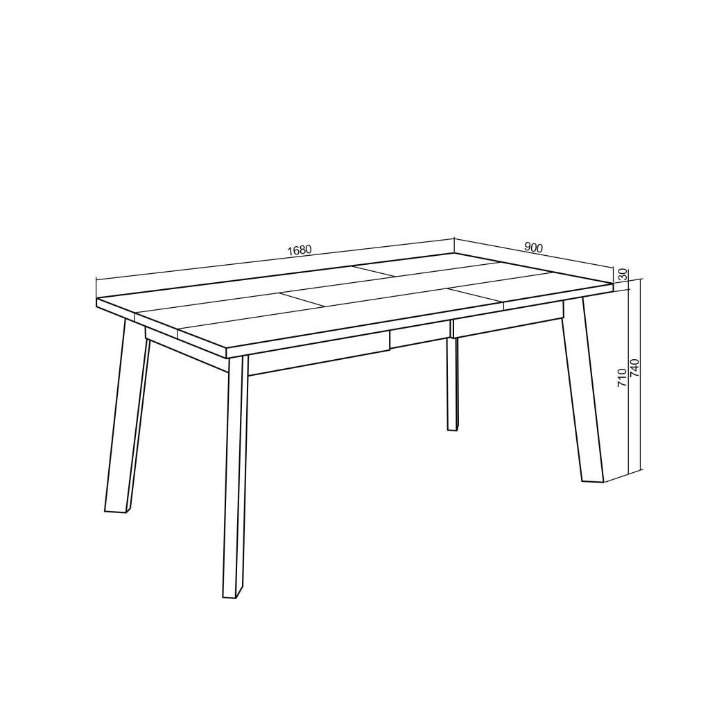 Tavolo da Pranzo, 168x90x74cm, Per 8 persone, Gambe in legno, colore Rovere RF2899