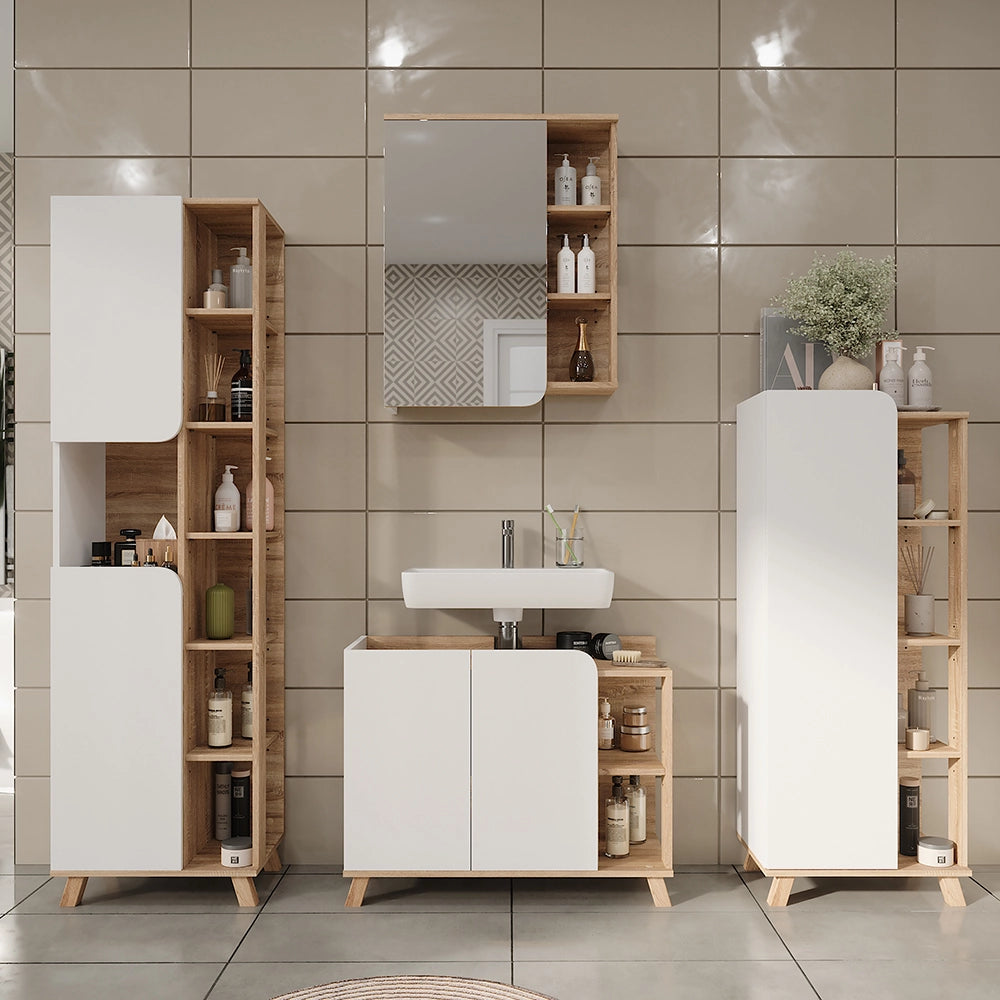 Vicco Set di mobili da bagno Sonoma/Bianco 4 parti