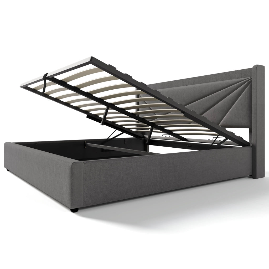 Letto matrimoniale contenitore 180x200 grigio con porte USB e USB-C