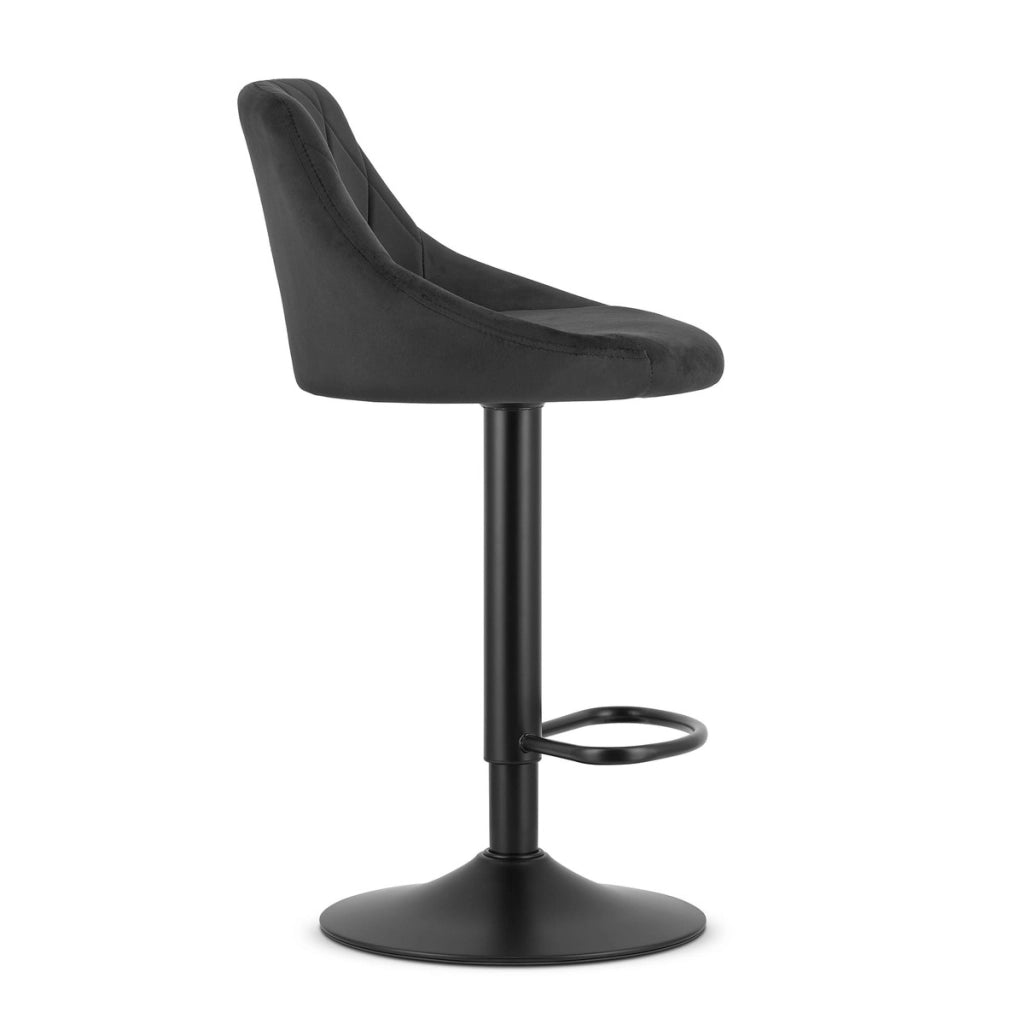 Set di 2 Sgabelli Bar Kast Girevoli in Velluto Nero