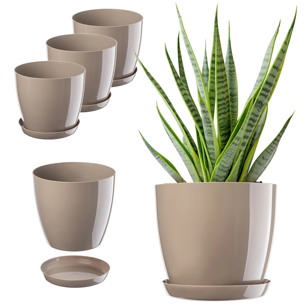 Vaso da fiori KADAX, fioriera, coperchio, 16 cm, supporto per fiori, plastica beige, 3 pezzi.