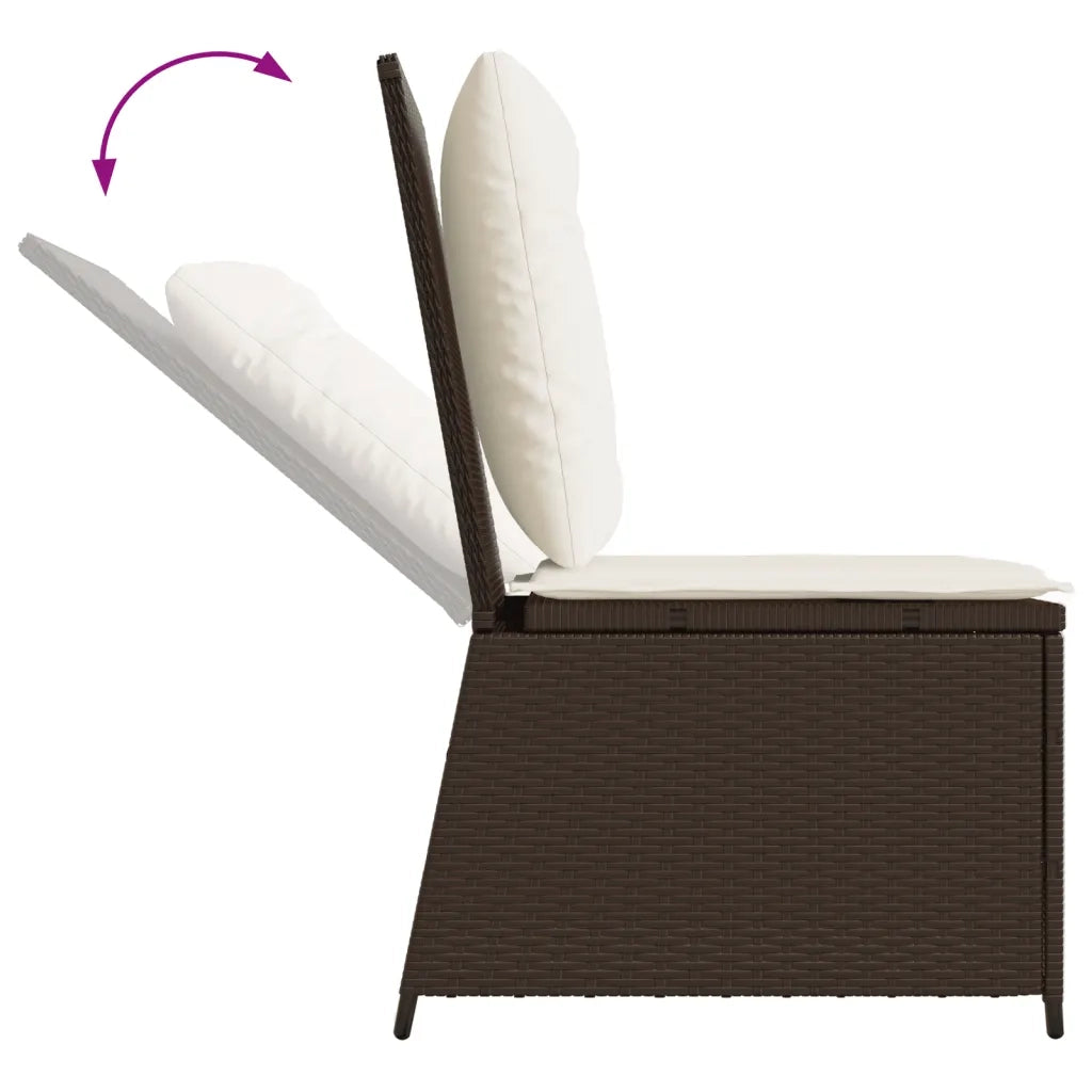 Divano Reclinabile da Giardino con Cuscini Marrone Polyrattan 368974