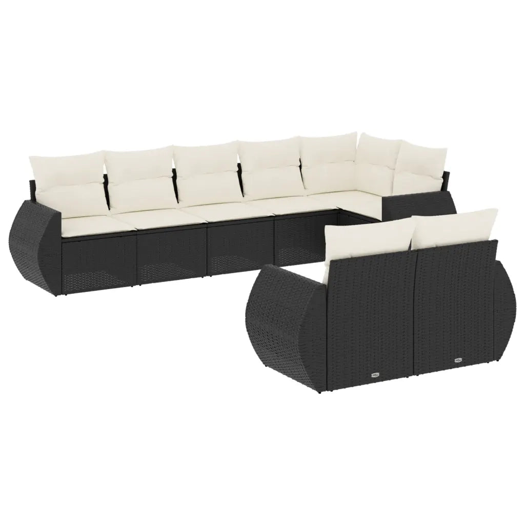 Set Divani da Giardino con Cuscini 8 pz Nero in Polyrattan 3221615