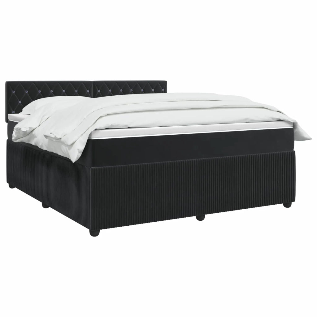 Letto box spring con materasso Nero 180 x 200 cm Velluto 3453187