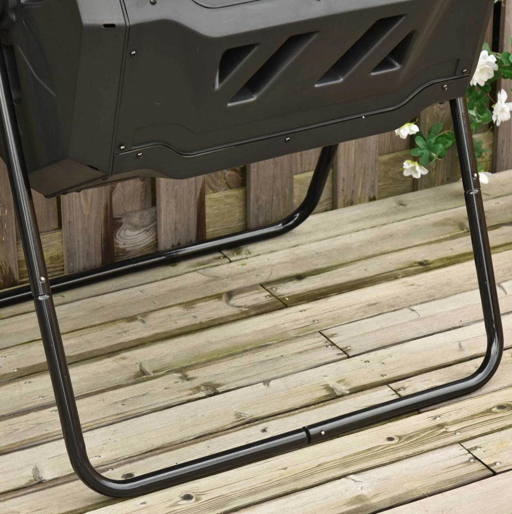 Compostiera rotante 160 L a 2 scomparti, 71 x 65 x 96 cm, nera