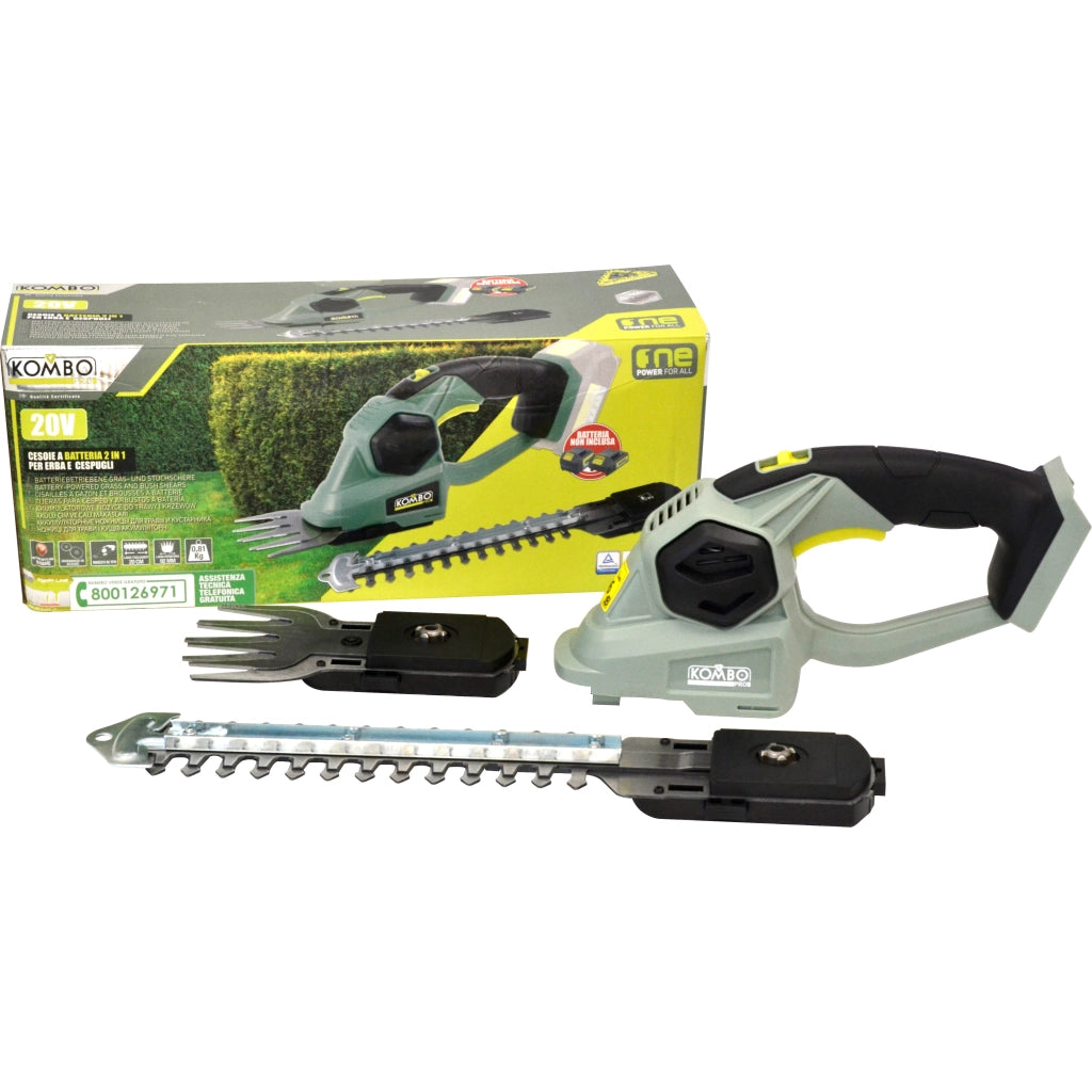 CESOIE PER ERBA E CESPUGLI +  BATTERIA KOMBO PRO 20V + Caricabatteria