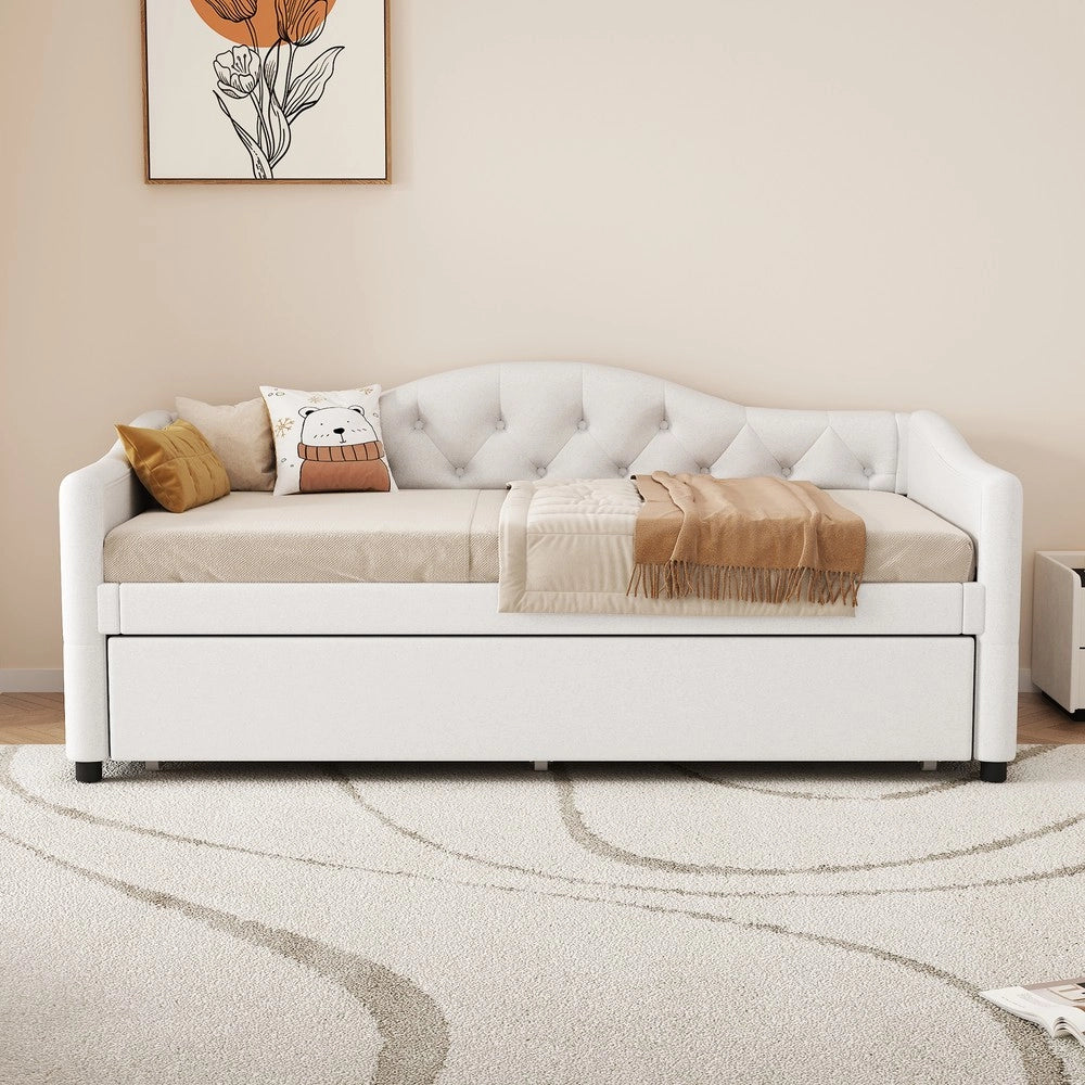 Letto singolo estraibile tessuto ¨C Minimal ¨C beige 90x200cm